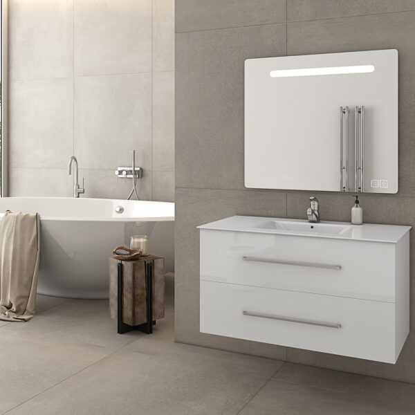 DROP TORINO 90 WHITE ΜΕ ΦΩΤΙΖΟΜΕΝΟ ΚΑΘΡΕΠΤΗ LED