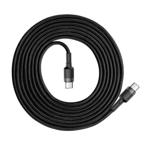 BASEUS cable Type C to Type C Power Delivery PD60W 2.0 (3A 20V) Cafule CATKLF-HG1 2m gray+black