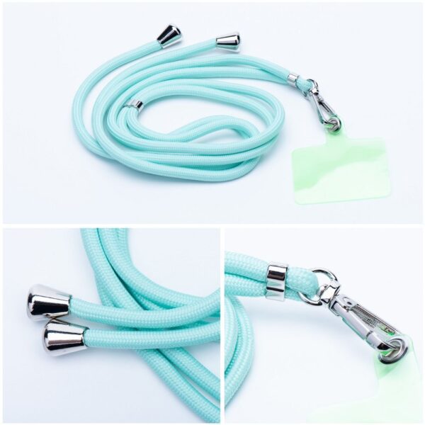 SWING (6mm) Phone lanyard, Phone pendant with adjustable length / cord length 165cm (max 82.5cm in the loop) / on the shoulder or neck - lite green