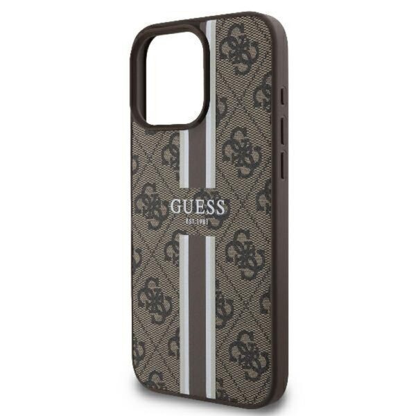 0641bbdf7fc309b595321fb76db1ef60 GUESS case for IPHONE 16 Pro compatible MagSafe GUHMP16LP4RPSW (4G Printed Stripes) brown