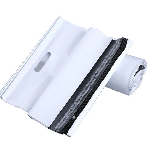 Courier foil bags with handle 350 x 460 mm + 70 mm handle RC090 50 pcs white