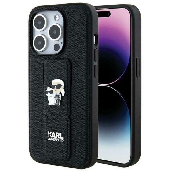 0ea46648587960a3ee758653d6195cd0 KARL LAGERFELD case for IPHONE 14 Pro Max KLHCP14XGSAKCPK (Gripstand Saffiano KC PIN) black