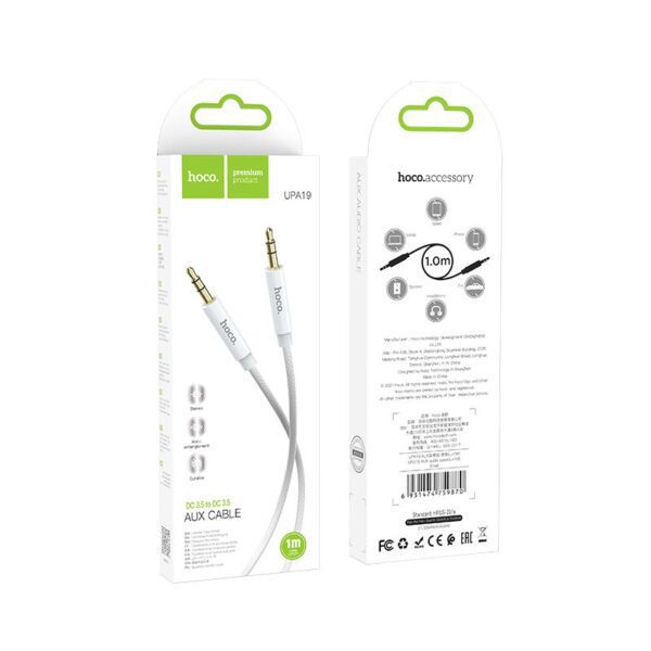 1ac823cc8b3e65d6f4bca5e99f039914 Cable AUX Jack 3,5 mm to Jack 3,5 mm Hoco 1 m UPA19 silver