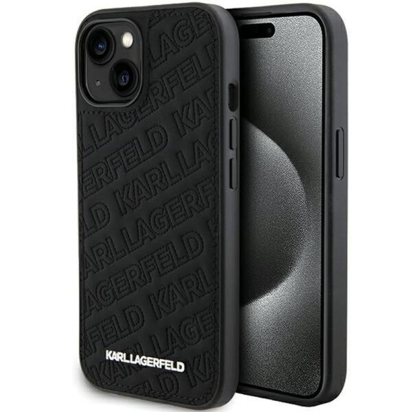 2695309e3966a8e41330a992c5e709b1 KARL LAGERFELD case for IPHONE 15 KLHCP15SPQKPMK (Quilted Pattern) black