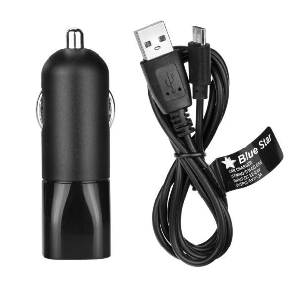 BLUE STAR car charger 2A USB A + cable USB A to Micro USB black