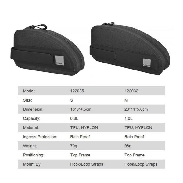 29adfade7dcd75371f0484ad1d483afc SAHOO bike bag on the bicycle frame with zip 0,3L 122035 black