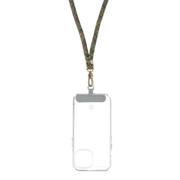 SWING (8mm) Phone lanyard, Phone pendant with adjustable length / cord length 165cm (max 82.5cm in the loop) / on the shoulder or neck - grey-green-pink