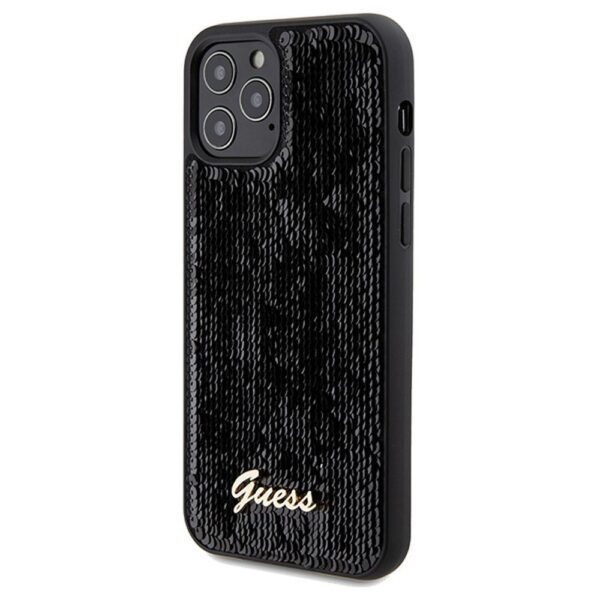 398a68b6172faae2eb7e27bd7d5f7d1d GUESS case for IPHONE 12 / 12 Pro GUHCP12MPSFDGSK (Sequin Script Metal) black