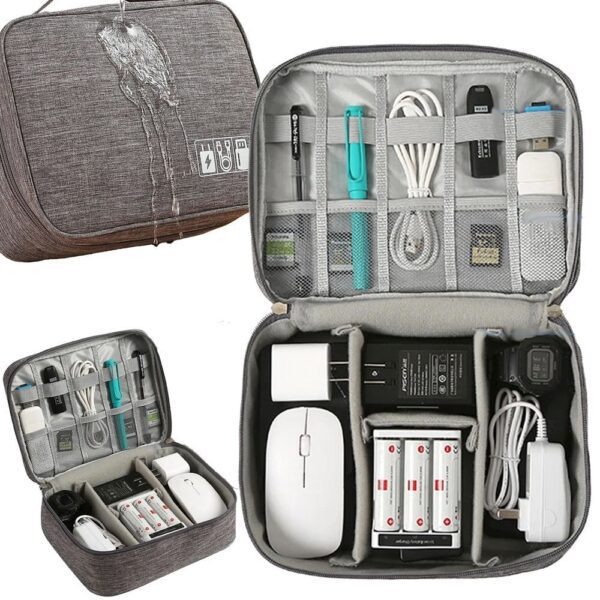 3d52871bda8686faaf6ae74c17726cdc Travel organizer with compartments and handle R-K-1080 gray