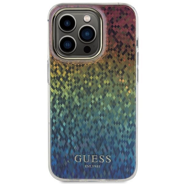 GUESS case for IPHONE 14 Pro GUHCP14LHDECMI (IML Faceted Mirror / disco iridescent) multicolor