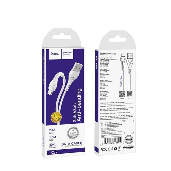 Cable USB A to Micro USB Hoco 1 m X37 white