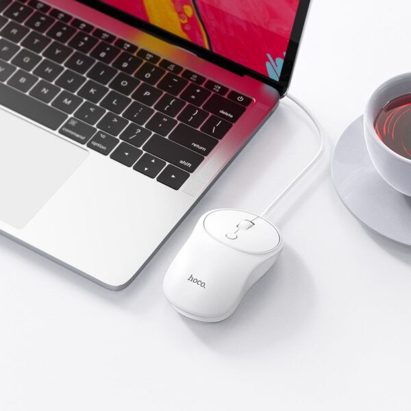 Wire mouse Hoco USB A 1600 dpi GM13 white