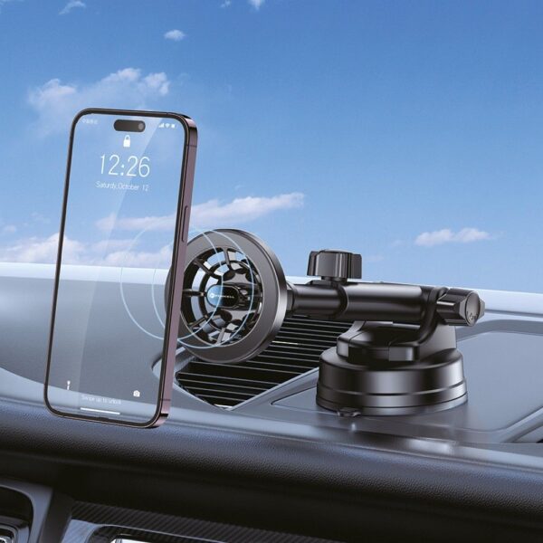 62250bdcb2807bc19c64fda2bdd3059d FORCELL F-GRIP PrecisionX magnetic car holder for windshield / dashboard / air vent compatible with MagSafe black