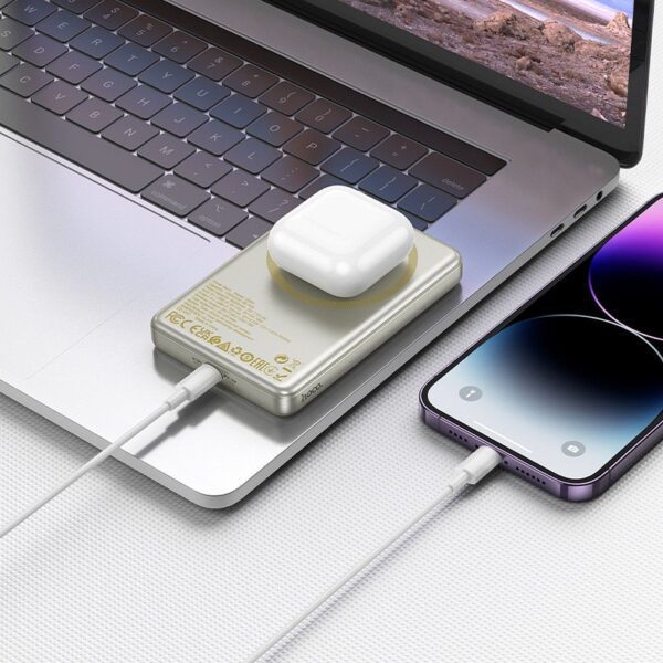 6240b41e898adc3323c090b49b1de087 Powerbank compatible with MagSafe Hoco 10000 mAh QC PD 2A 20W Q26A titanium gold