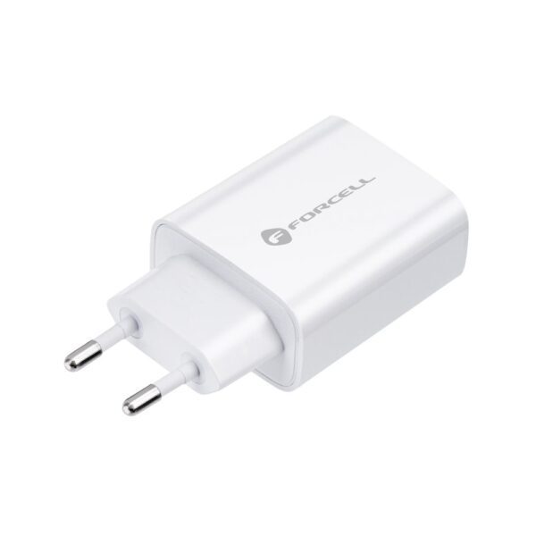 FORCELL F-ENERGY TFK-TC-20WPD travel charger Type C + cable Type C to Lightning PD QC4.0 3A 20W white