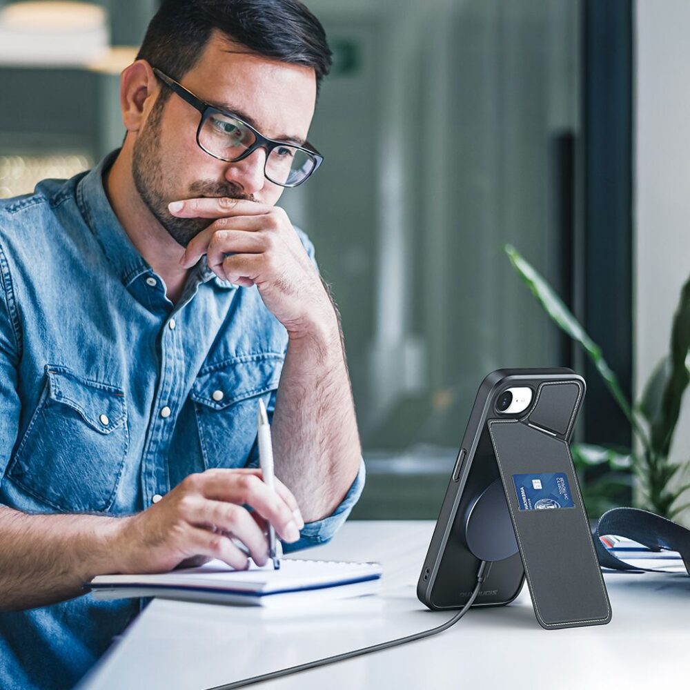 DUX DUCIS case RAFI II MAG with stand compatible with MagSafe for IPHONE 16e black