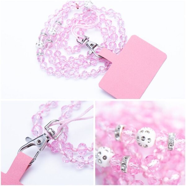 6a899415c14f85592888161c81a41c19 CRYSTAL DIAMOND Phone lanyard, Phone pendant / cord length 74cm (37cm in the loop) / on neck - lite pink