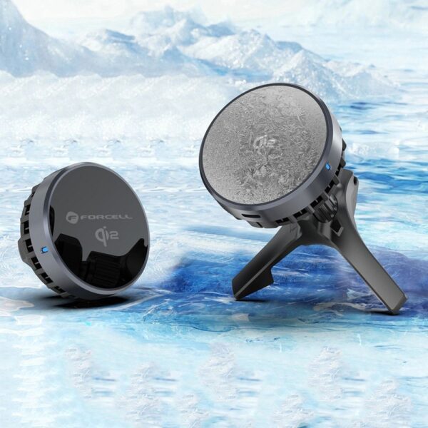 71f55ea6c7f484c02cb88796620e5504 FORCELL F-GRIP Cool Mag magnetic car holder for windshield / air vent with Cold Protect cooling technology and wireless charging compatible with MagSafe Qi2 15W charger black