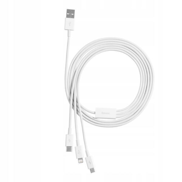 BASEUS cable 3in1 USB A to Micro USB / Lightning / Type C 3,5A CAMLTYS-02 1,5 m white