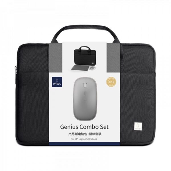 WiWU - Waterproof Laptop Genius Combo 3in1 set (laptop bag 14"+mouse+mouse pad) - black