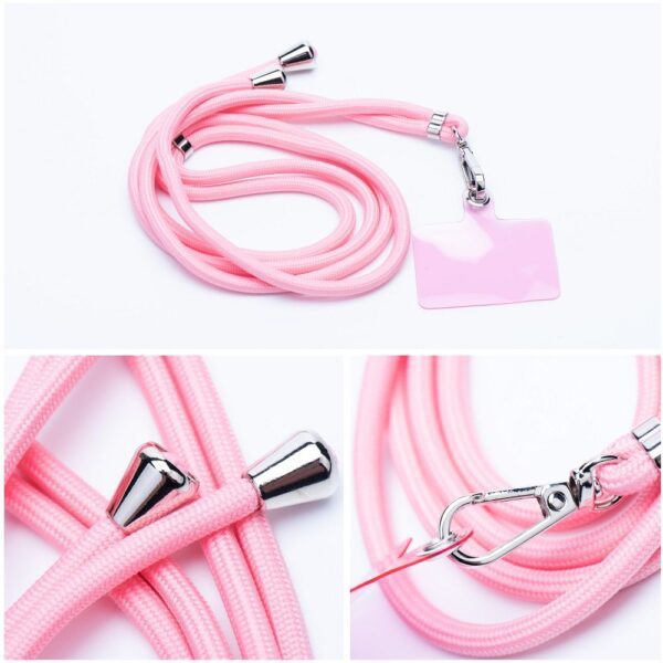 SWING (6mm) Phone lanyard, Phone pendant with adjustable length / cord length 165cm (max 82.5cm in the loop) / on the shoulder or neck - lite pink