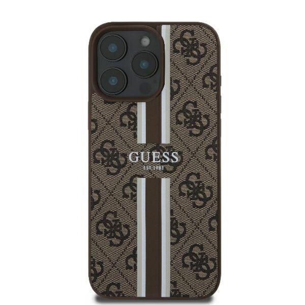 844735766ef9ee073e38b8ad6b5dd882 GUESS case for IPHONE 16 Pro compatible MagSafe GUHMP16LP4RPSW (4G Printed Stripes) brown