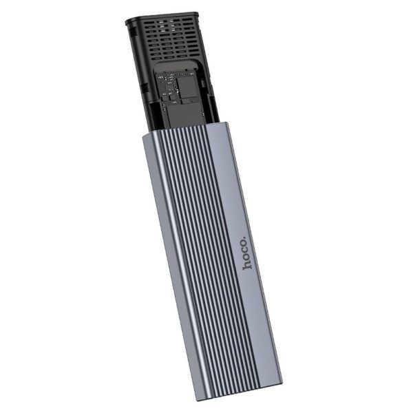 86b3cc6aec5478e055caf73f7bbff6fe Enclosure Hoco for M.2 NVME SSD drives M key B+M key up to 4TB USB C USB3.2 / 10GBps HB47A metal gray
