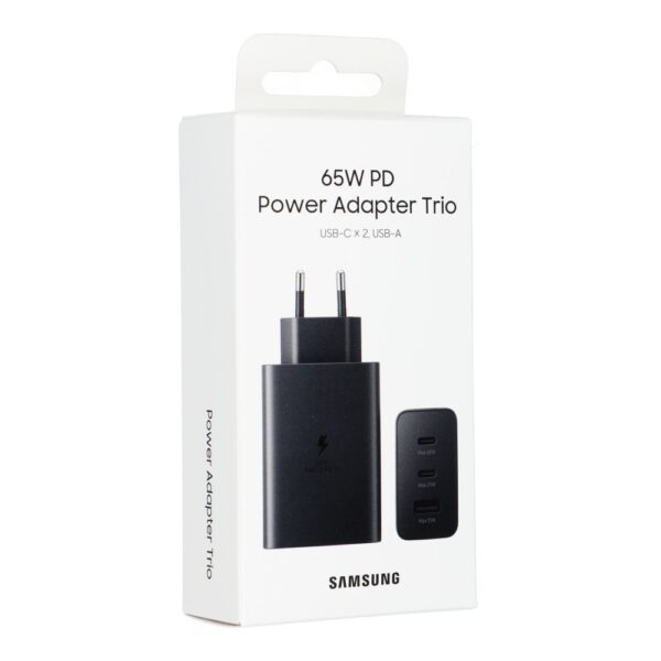 98b80bcc3f448edbb324791a1edb333b SAMSUNG original charger USB A + 2 x Typ C PD 3A 65W EP-T6530NBEGEU black blister