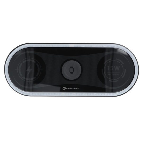 FORCELL F-ENERGY Ellipse wireless charger 3in1 compatible with Apple Qi QC 15W black