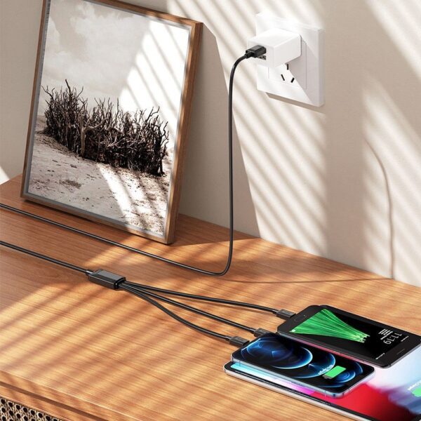 Cable 3in1 USB A to Lightning / Micro USB / USB C Hoco 2A X74 1 m black