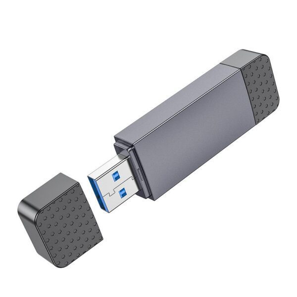 b66ae942c4c47f85e202e701f9f18b10 Card reader SD / TF Hoco USB A / USB C 3.0 metal gray