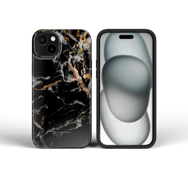 FORCELL F-PROTECT Mirage, Military Drop-Tested case compatible with MagSafe for IPHONE 16 black marble