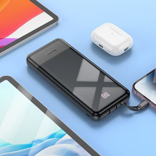 Powerbank Hoco 10000 mAh 2A with built-in cables USB C + Micro USB + Lightning J114 black