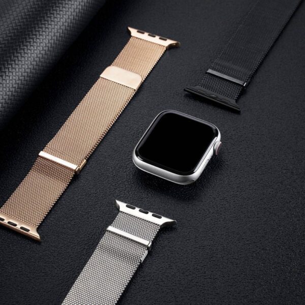 d1bf2aac2792558cde733574533b327f DUX DUCIS strap MILANESE stailess steel magnetic for Apple Watch 38 / 40 / 41 mm silver