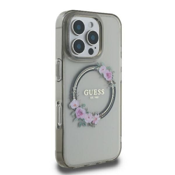 dc9c530ead9ccd7b2e1831f89588181c GUESS case for IPHONE 16 Pro compatible with MagSafe GUHMP16LHFWFCK (IML Flowers Wreath) black