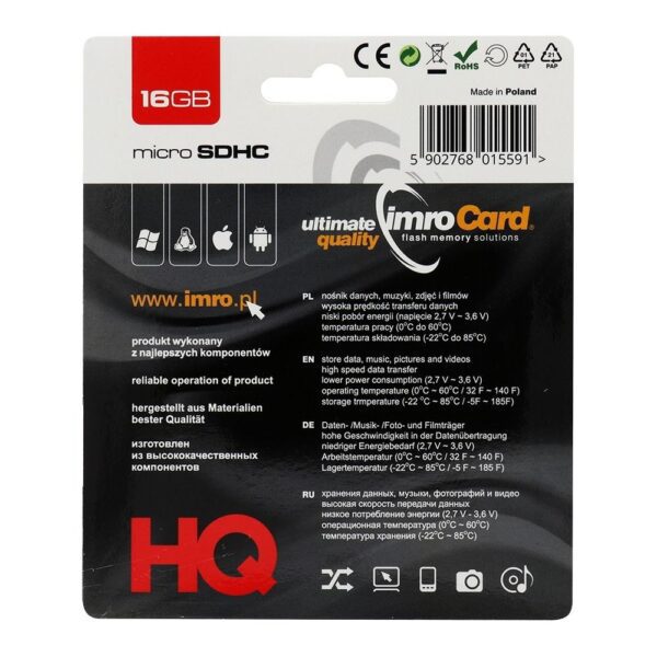 ea2bd24864c092e051596f98c35bf324 IMRO memory card microSD 16GB