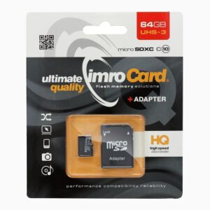 IMRO memory card microSD 64GB 100MB/s class 10 UHS 3 with adapter SD