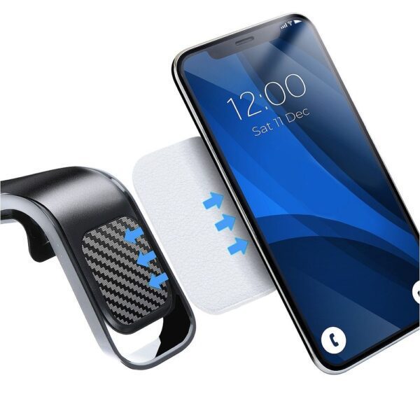 Badge for magnet car holder with leather silver