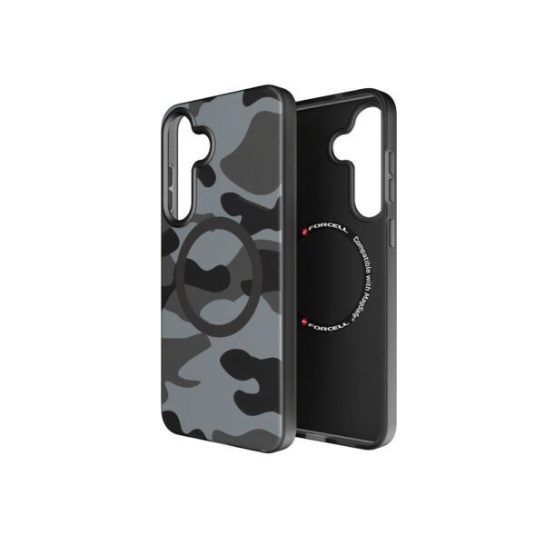 f980403b35e57e75c00776ed618da48f FORCELL F-PROTECT Levels with Dual Layer 4D technology, Military Drop-Test compatible with MagSafe for SAMSUNG S25 PLUS black camo