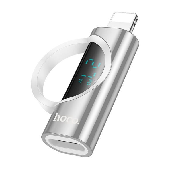 fe64b2e0f6de1d8d31baf4a7cb3387e9 Adapter Lightning to USB C Hoco PD 2,4A 27W with display UA32B silver
