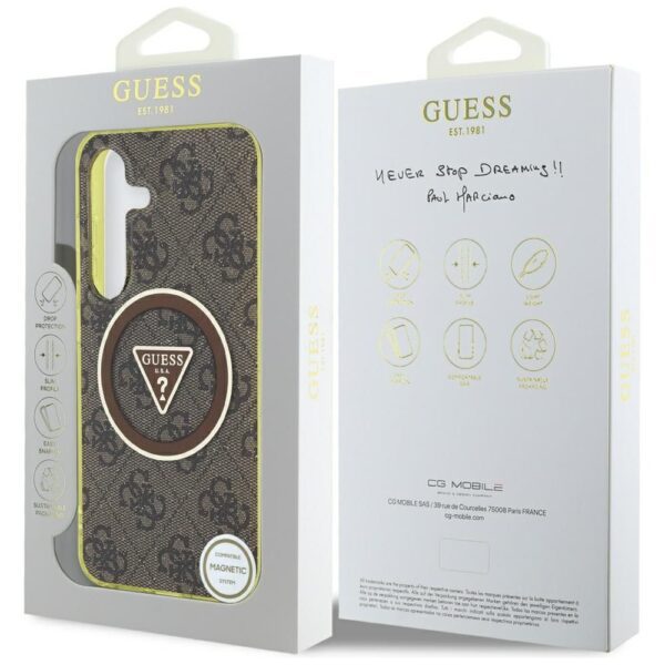 GUESS case for SAMSUNG S25 GUHMS25SHG4PRTGW (Magnetic IML Metal Glitter 4G Circle Triangle) brown