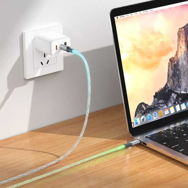 Cable USB C to USB C Hoco 3A 60W LED 1 m U112 gray