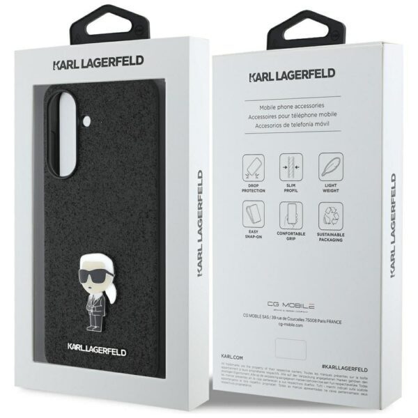 KARL LAGERFELD case for SAMSUNG A56 KLHCSA56GKNPSK (Fixed Glitter W/ Ikonik Metal Pin) black