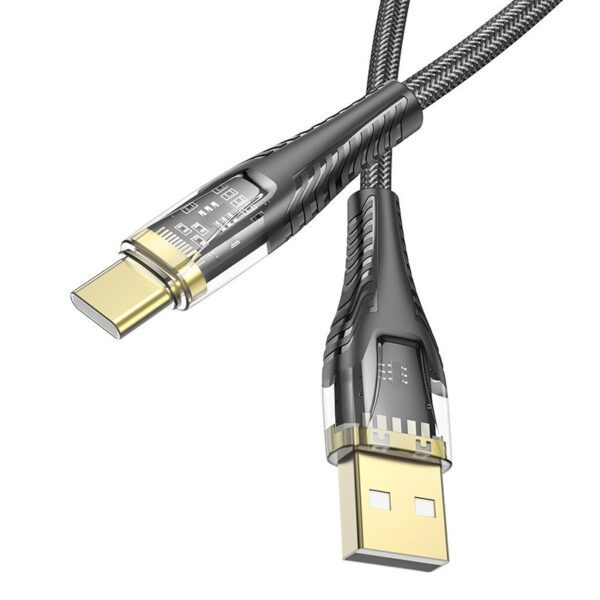 Cable USB A to USB C Hoco 2,4A 1,2 m U121 black transparent