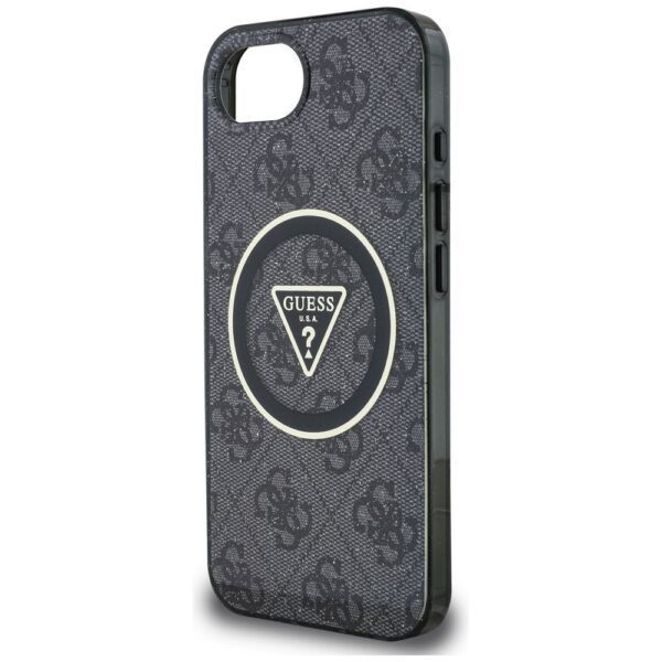 GUESS case for IPHONE 16e (SE 4 2025) compatible with MagSafe GUHMPSE4HG4PRTGK (IML Metal Glitter 4G Circle Triangle) black