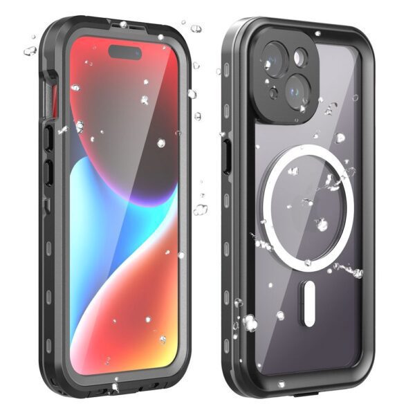 9e6cbdef2ac7720b48d356aef9dc7326 Waterproof case SHELLBOX DOT compatible with MagSafe for IPHONE 15 black