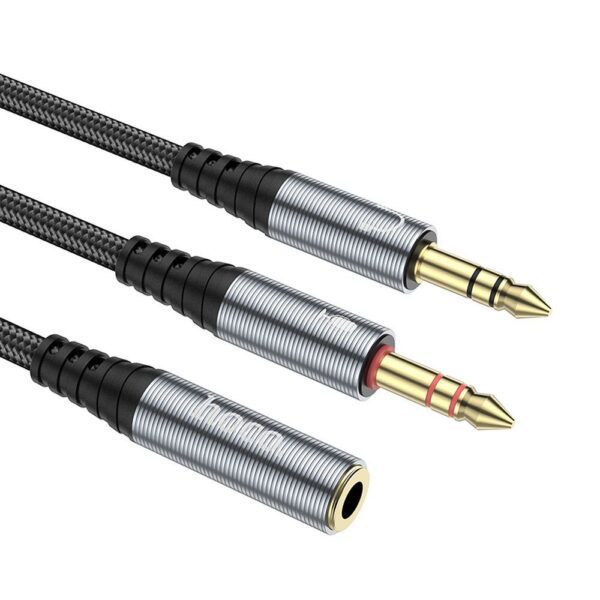 a883398de042a80eb86a490acdcb39d9 Cable AUX 2in1 Jack 3,5 mm (female) to 2 x Jack 3,5 mm (male) Hoco 0,25 m UPA21 metal gray