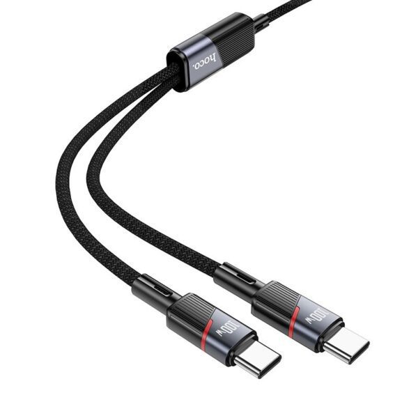 c89642fe4a9bc031592bbefd1dc0f94b Cable 2in1 USB C to USB C / USB C Hoco 5A 100W 1,2 m U139 black
