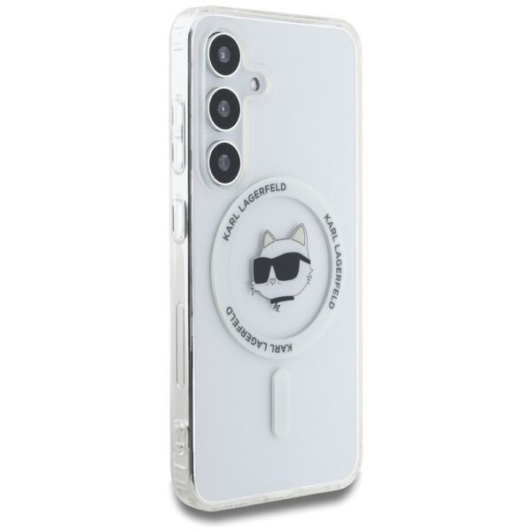 KARL LAGERFELD case for SAMSUNG S25 KLHMS25SHLSCHH (Magnetic IML Metal Choupette Head) white