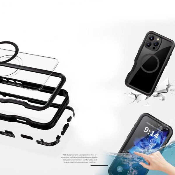 e9313296aba19eeac7424192ea92b945 Waterproof case SHELLBOX GT compatible with MagSafe for IPHONE 16 Pro Max black
